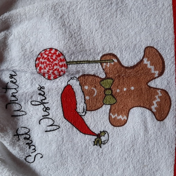 Towel Kitchen Dishtowel Hand Terry Cotton Washable Gingerbread Winter Wishes - Picture 2 of 7